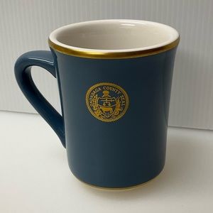SYRACUSE CHINA Coffee Mug Seal of Onondaga County Hefty Blue Gold